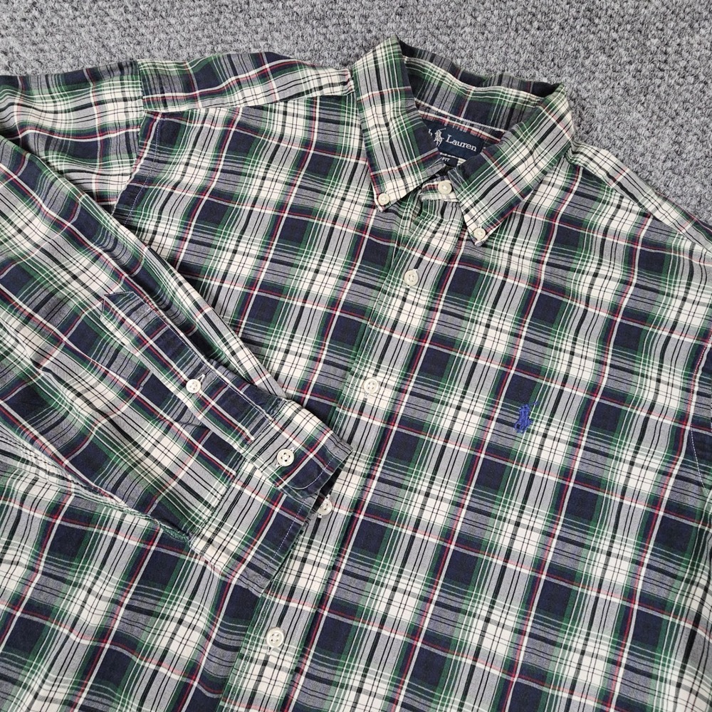 Polo Ralph Lauren Classic Fit Plaid Button Down Shirt Mens XL Green Long Sleeve